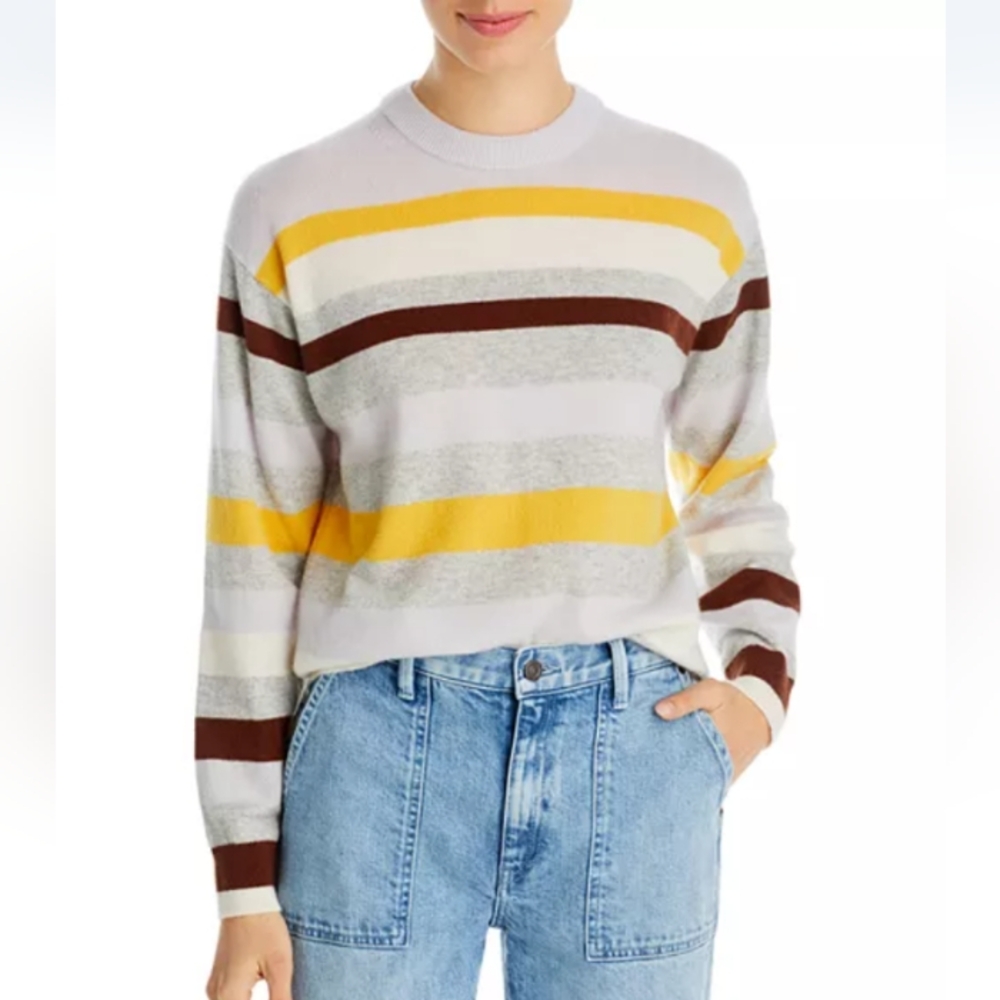 Lafayette 148 New YorkNautical Stripe 100% Cashmere Sweater Size XL Women's